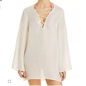Cult Gaia Naomi Swim Cover Ivory Lace Up Sheer Beachwear Size Small